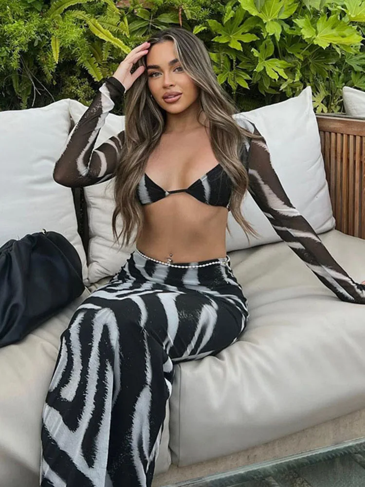 Комплект из двух предметов в полоску женский сексуальный летний пуловер