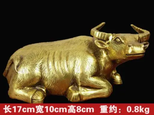 Медная модель Чистый медный лежачий буйвол фэн-шуй медное украшение для дома