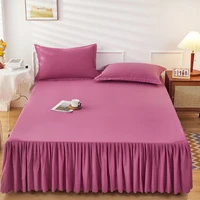 100 cotton bed skirt with elastic band non slip adjustable mattress cover for single double king 150180200 cm