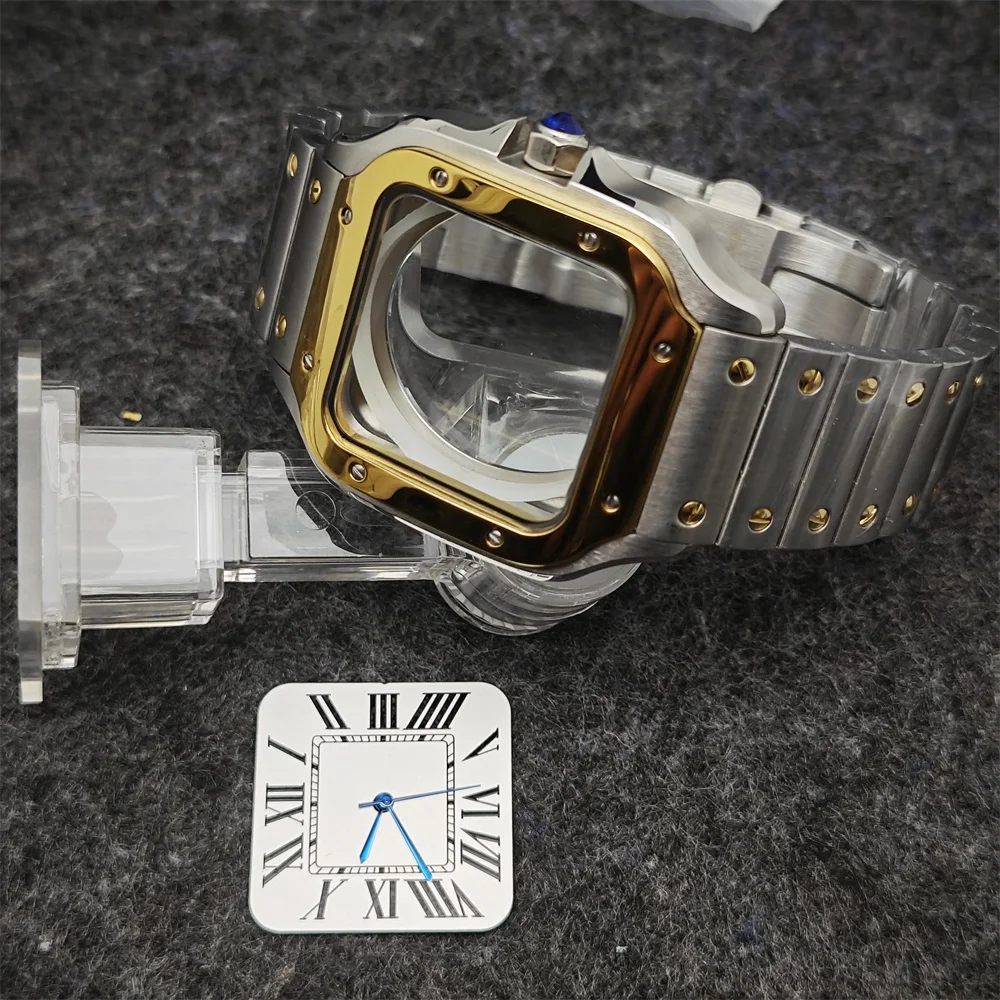 Квадратный чехол для часов из нержавеющей стали с сапфировым стеклом