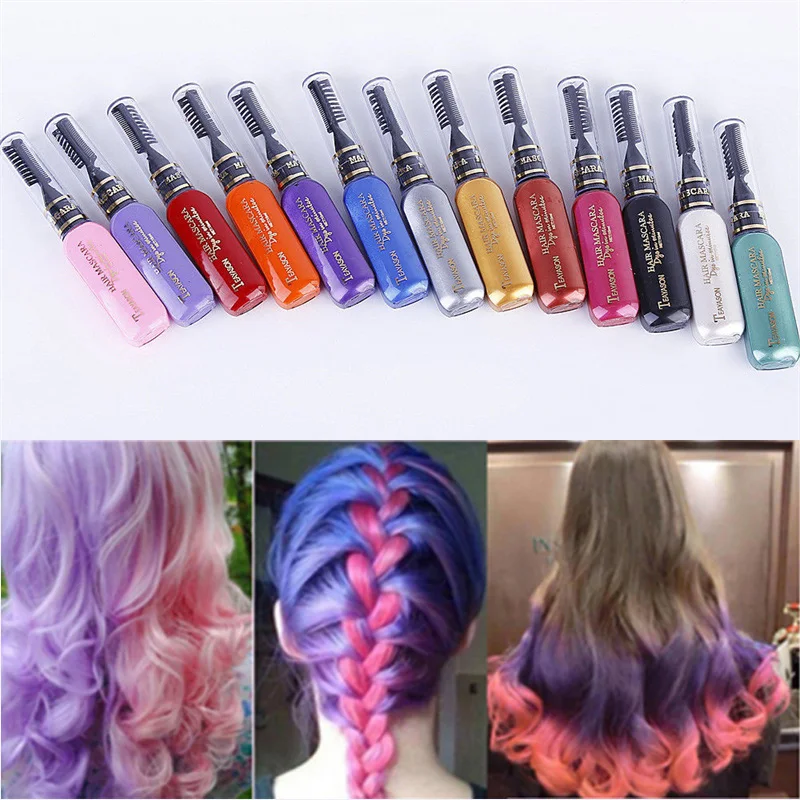 13 Colors One-off Hair Dye 15ml Temporary Non-toxic DIY Purple Mascara Washable One-time Pink Tool Dark Blue Cream | Красота и