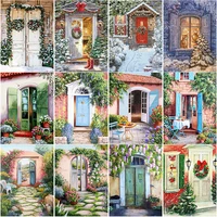 new 5d diy diamond painting house door diamond embroidery flower cross stitch full square round drill home decor manual art gift