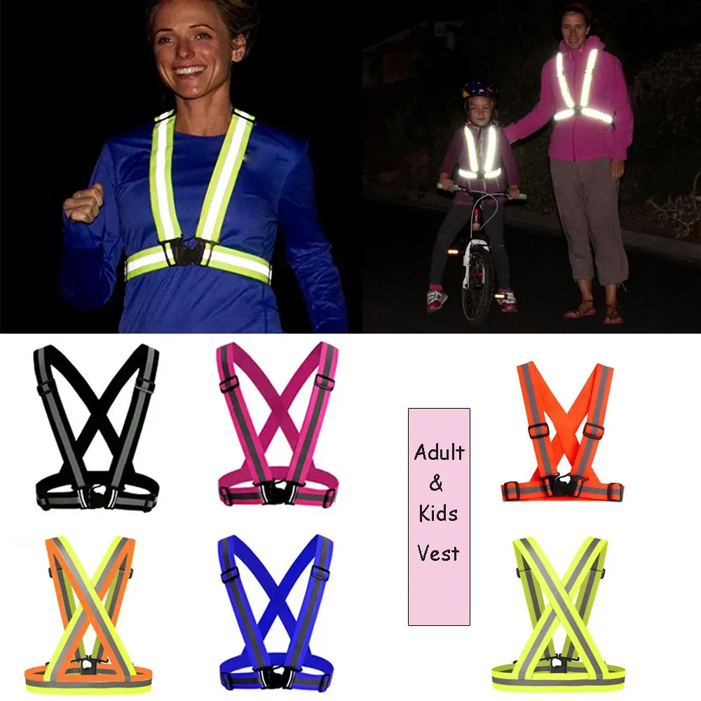 Фото Легкая защитная куртка в ночную полоску для детей и взрослых, светоотражающий жилет с защитными полосками, высокая видимость №1