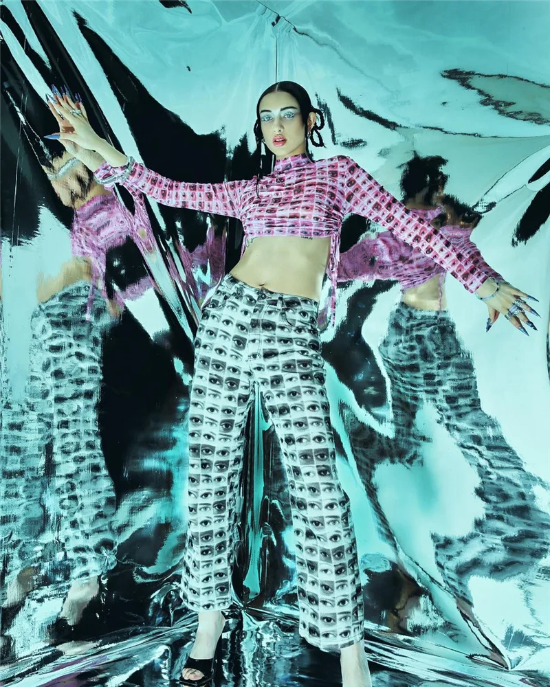 

Women's 2022 spring and summer new hot selling American ins high street pattern printing straight trousers hot pants