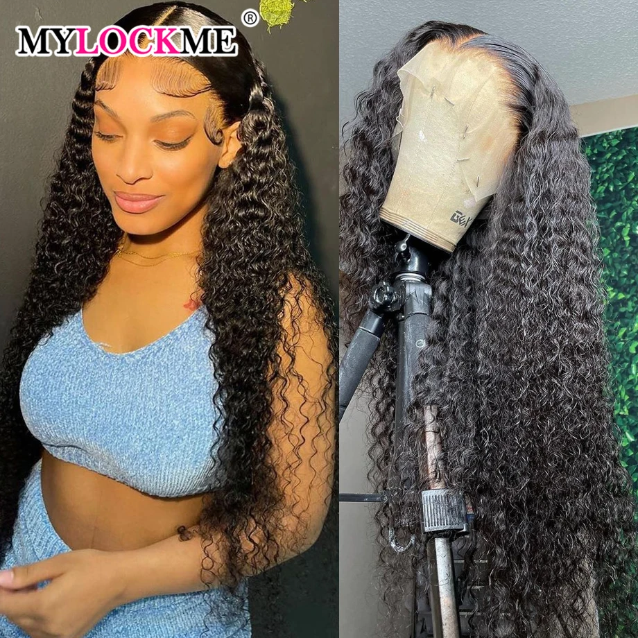 

Lace Frontal Wig Curly Human Hair Wigs Brazilian Deep Wave Wig Pre Plucked Wig for Women Transparent Lace Front Human Hair Wigs