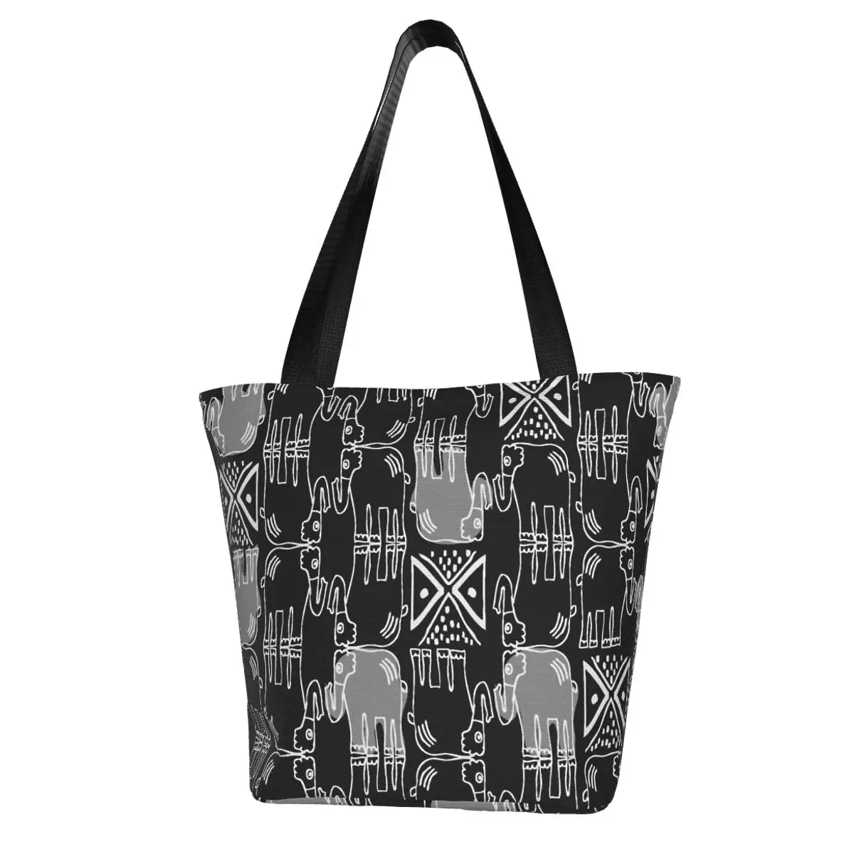 

Cartoon Elephant Shopping Bag Abstract Animal Design Stylish Cloth Office Handbag Female Fashion Bags