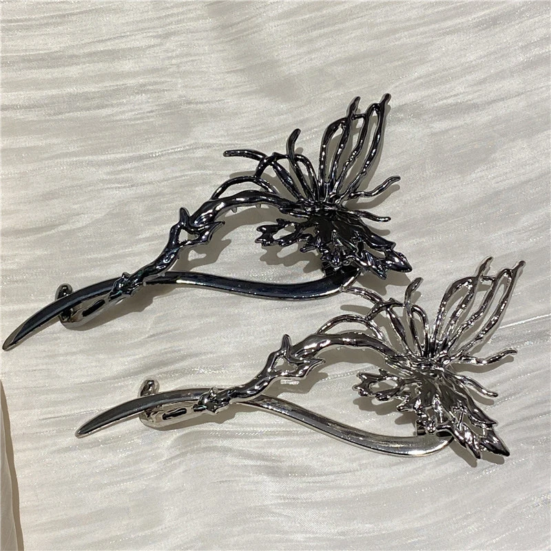 Крутая заколка для волос в виде бабочки женский зажим из сплава банана с задней