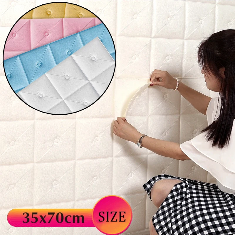 

Thickened Anti-Collision Head Foam Sponge Tatami Mattress Self-Adhesive 3d Children'S Room Wall Stickers Soft Bag Decoration