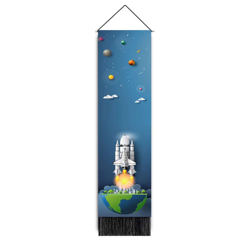 

Modern Simple Space Astronaut Mural Children Room Decoration Painting Boy Room Bedroom Background Wall Planet Hanging Painting