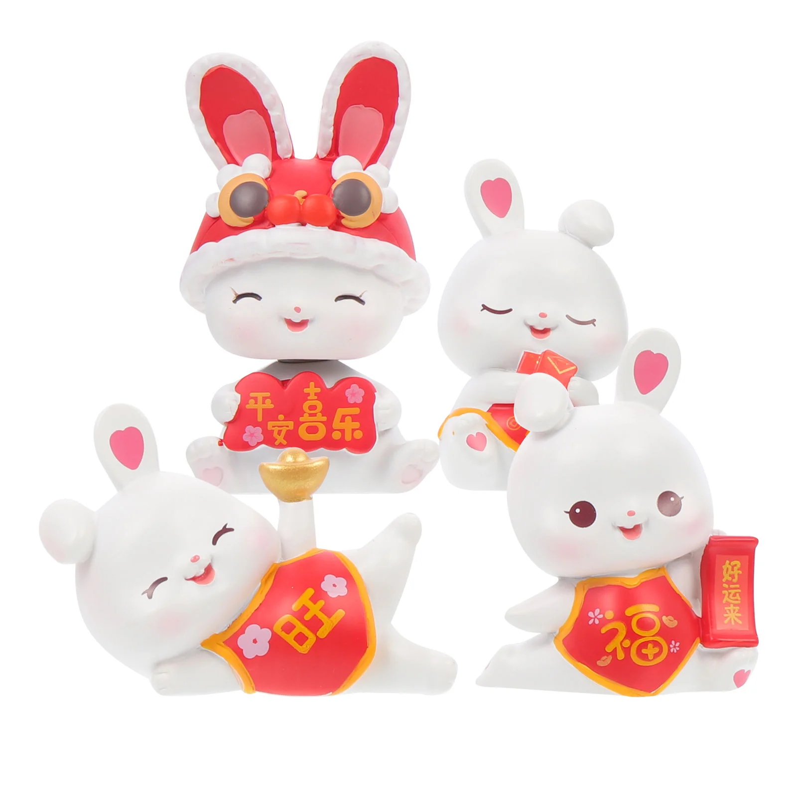 

Rabbit Bunny Year Figurine Figurines Zodiac Statue Decor Miniature Chinese Resin Desktop Animal Toys Decorations Decors