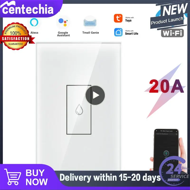 

1/2/3PCS CORUI Tuya Wifi Touch Wall Switch US 20A Water Heater Switch Smart Timing Remote Control Work With Google Home And