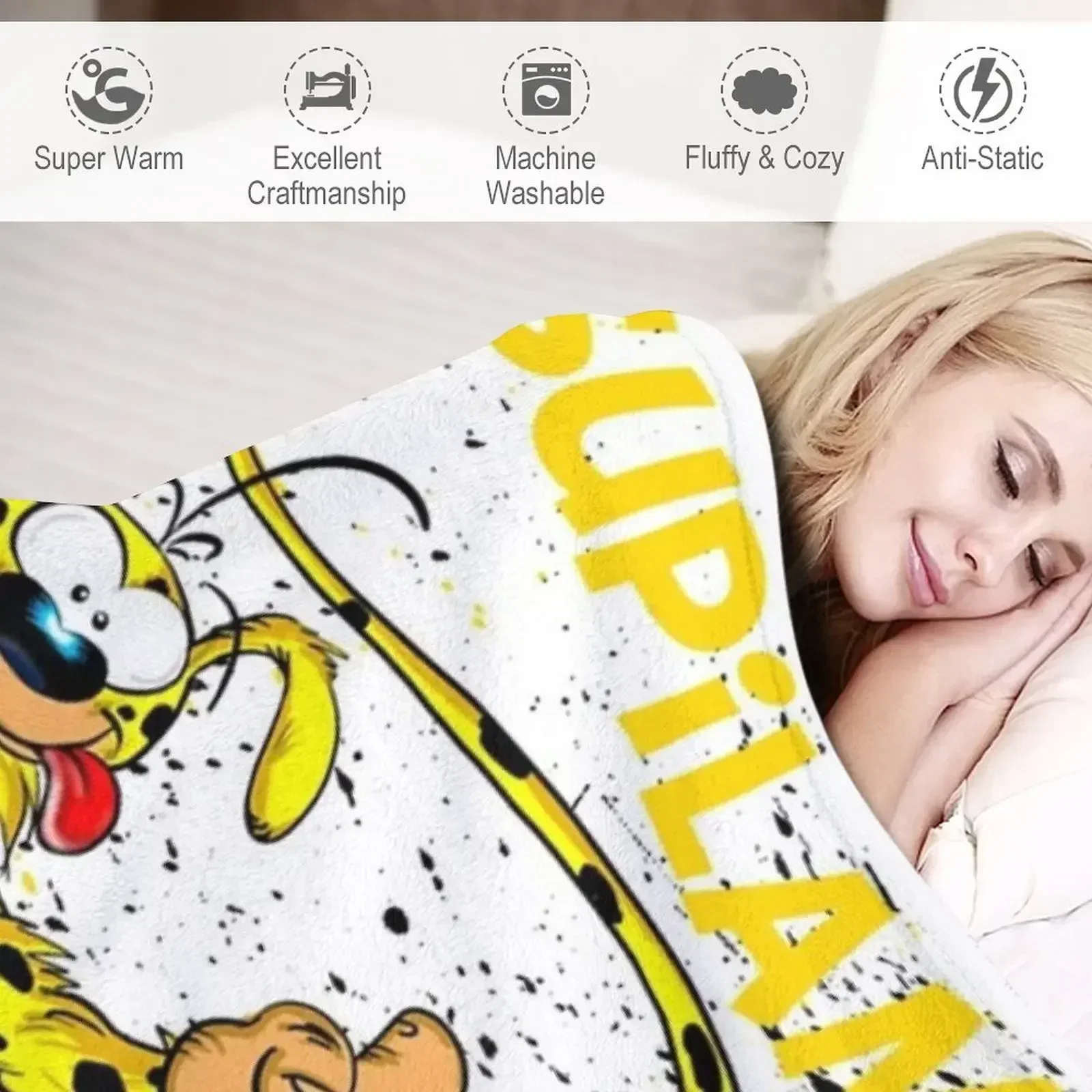Фото Плед Marsupilami - Houba: Роскошное мягкое одеяло, праздничный подарок для семьи №4