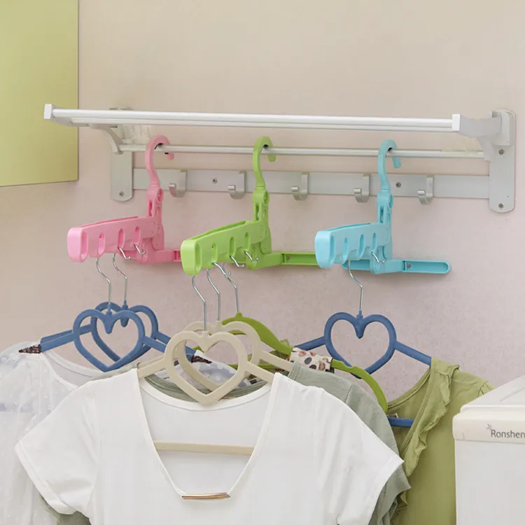 

New 5 Holes Travel Foldable Clothes Hanger Hanging Drying Rack Portable Foldable Indoor Balcony Window Frame Organizer