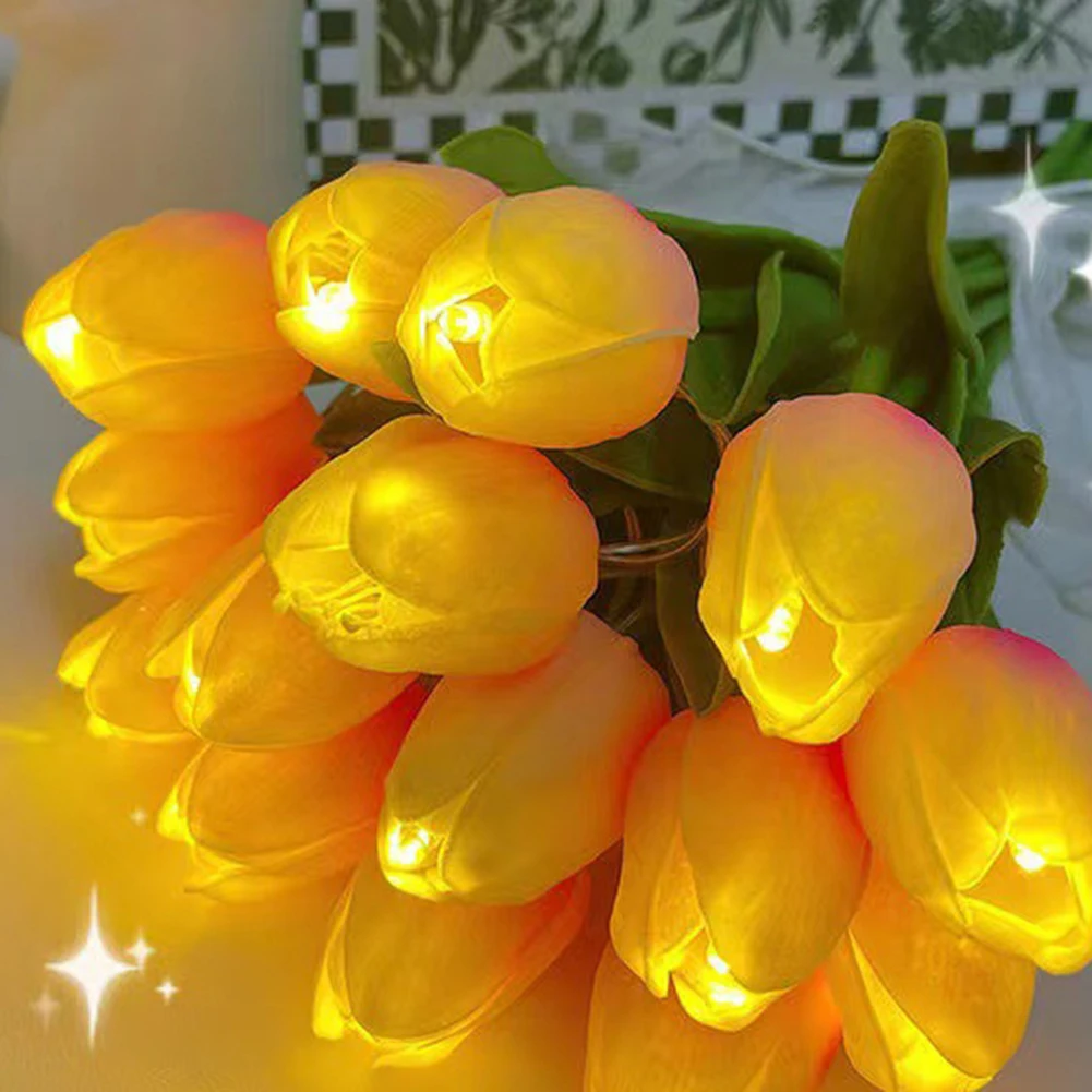 

LED Tulip Night Lights Artificial Banquet Flowers Table Lamp Home Bedroom Decor