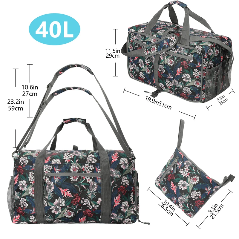 New 40L Large Capacity Waterproof Handbag Folding Travel Bag Portable Women's Tote Bag Duffel Bags Female Shoulder Bag 2022