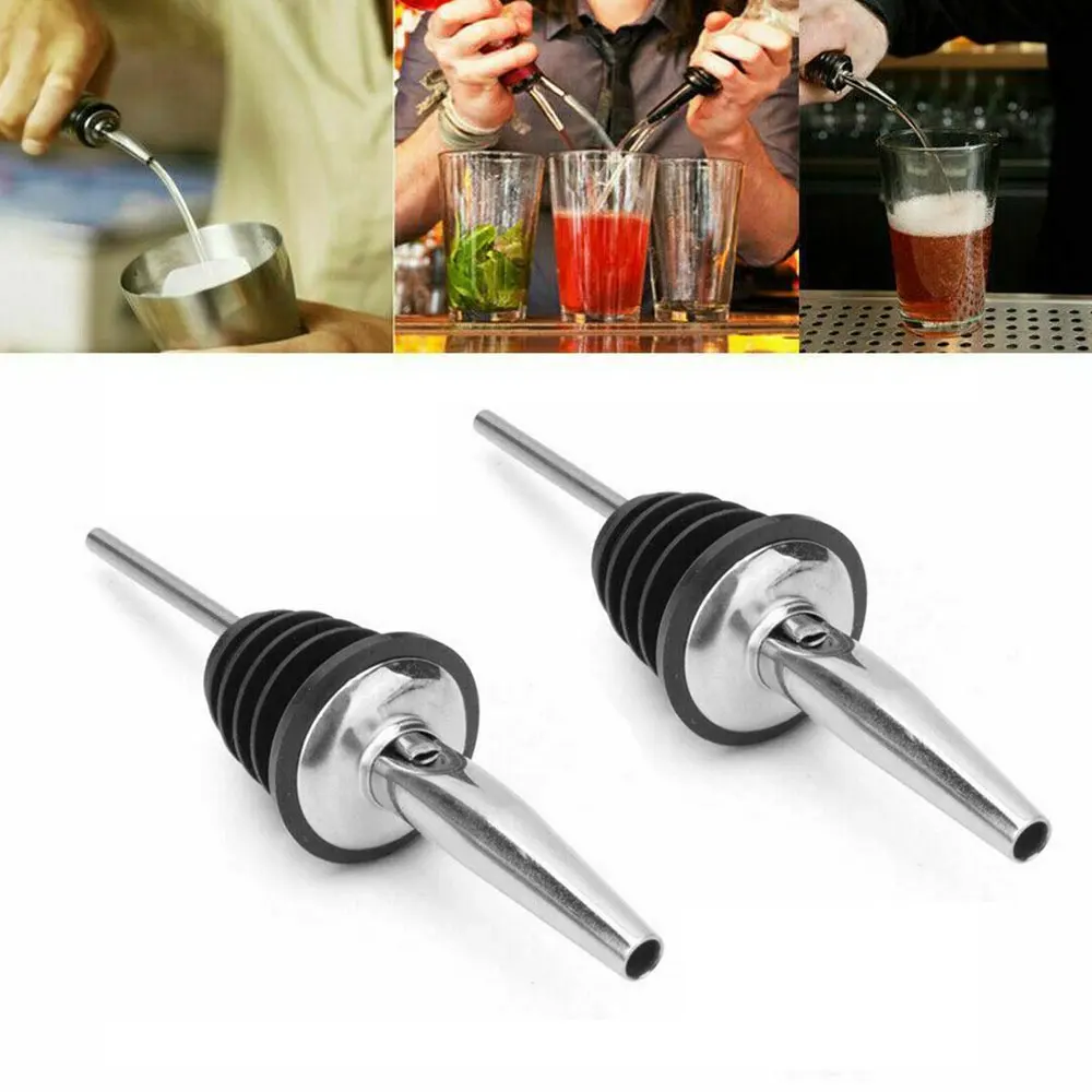 

2pc Stainless Steel Whiskey Liquor Oil Wine Bottle Pourer Cap Spout Stopper Spout Dispenser Bartender Home Bar Party Accessories