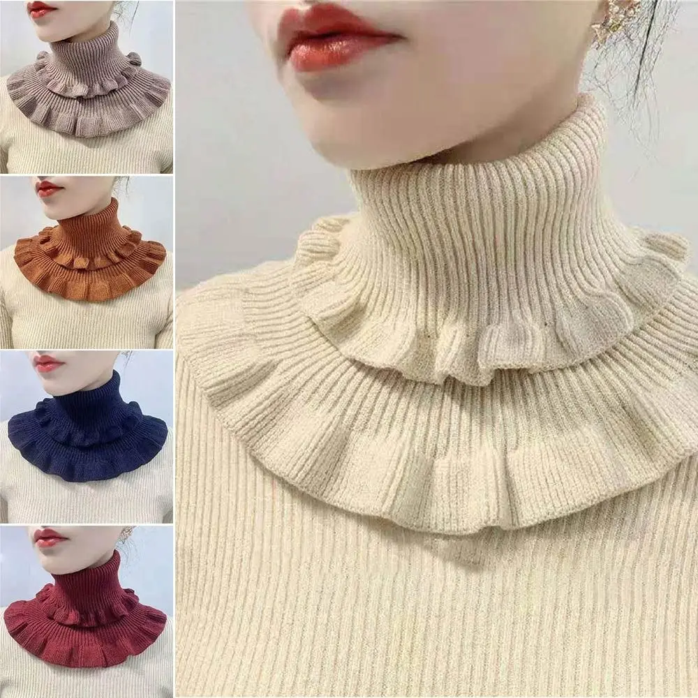 

Зимний теплый съемный женский шарф, шейный теплый вязаный воротник, водолазка