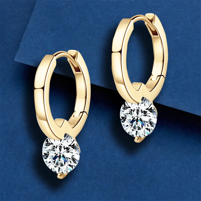 

Hoop Women's Earrings Huggies 6.5mm Real Moissanite Dangle Drop Earrings Silver 925 Original GRA Certified Girls Fine Jewelry