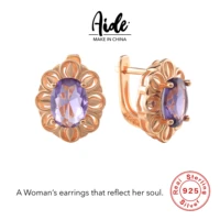 aide 925 sterling silver refractive gemstone stud earrings jewelry champagne gold drop earrings ladies luxury jewelry gifts 2022