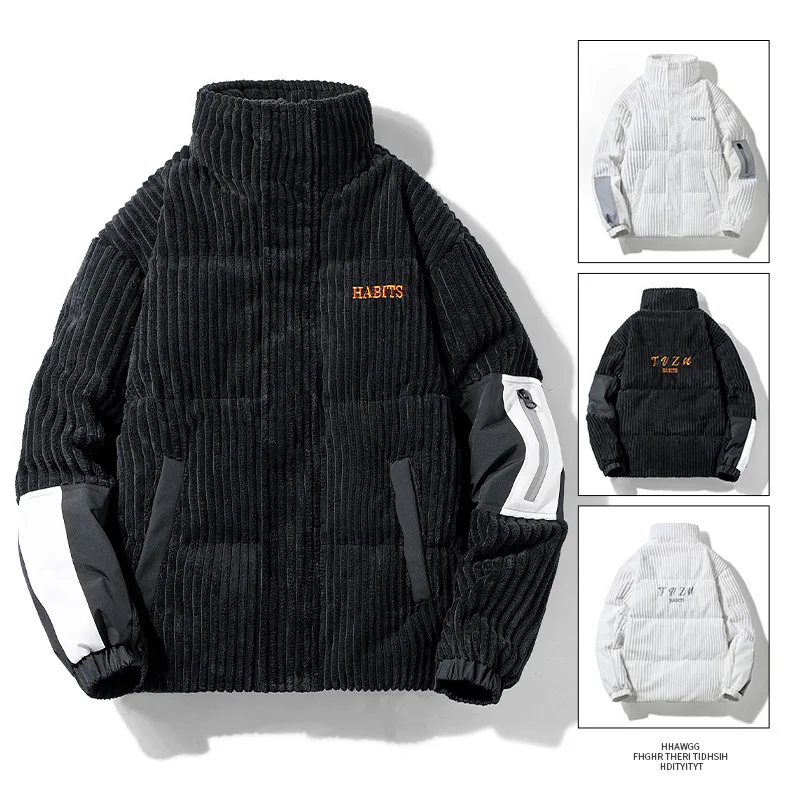 New Winter 2022 Youth Thick Warm and Contrasting Color Down Jacket Men's Fashion Stand-up Collar Windbreak Jacket
