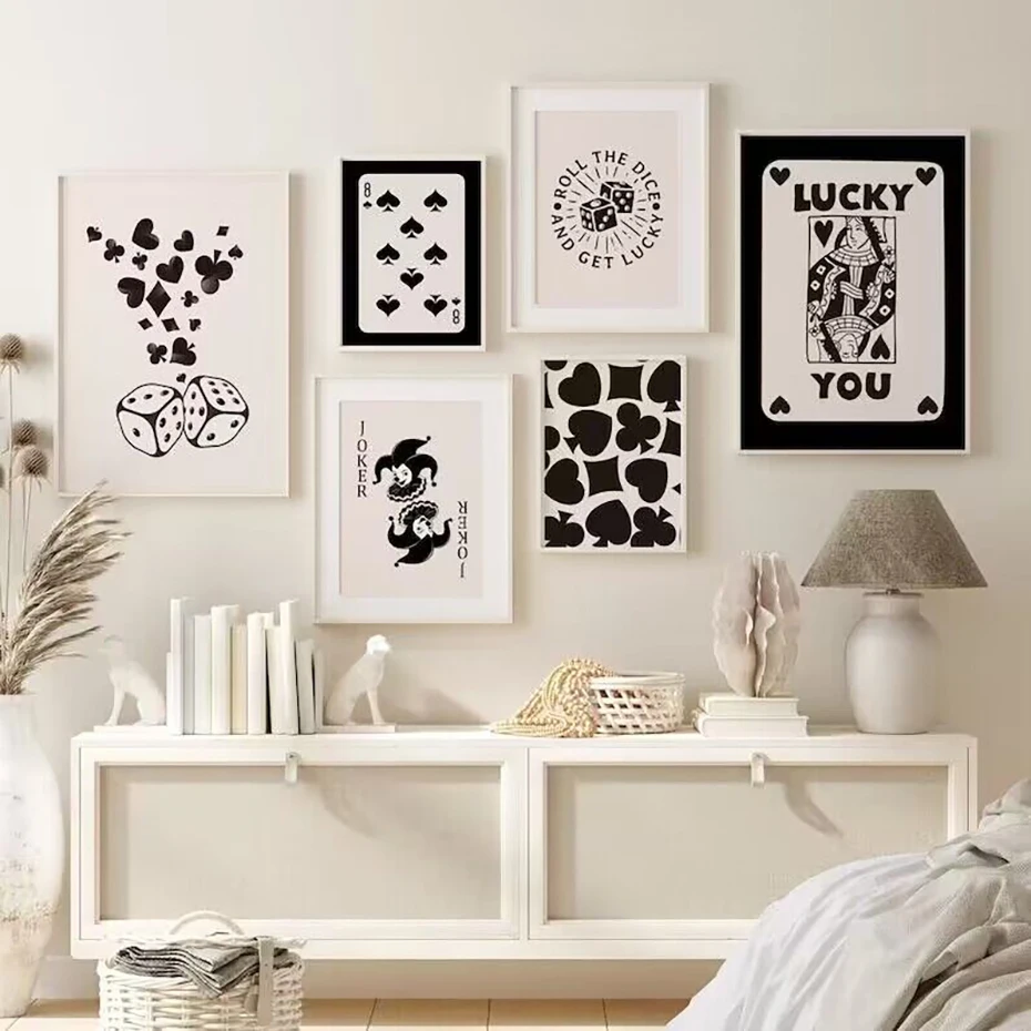 

Trendy Boho Black and Beige Poster Lucky You Wall Art Canvas Painting Funny Prints Pictures Living Room Interior Home Decoration