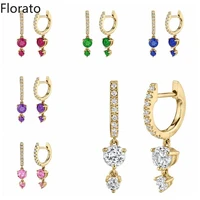 florato bohemian crystal pendant 925 sterling silver ear buckle exquisite hoop earrings simple fashion jewelry for women gifts