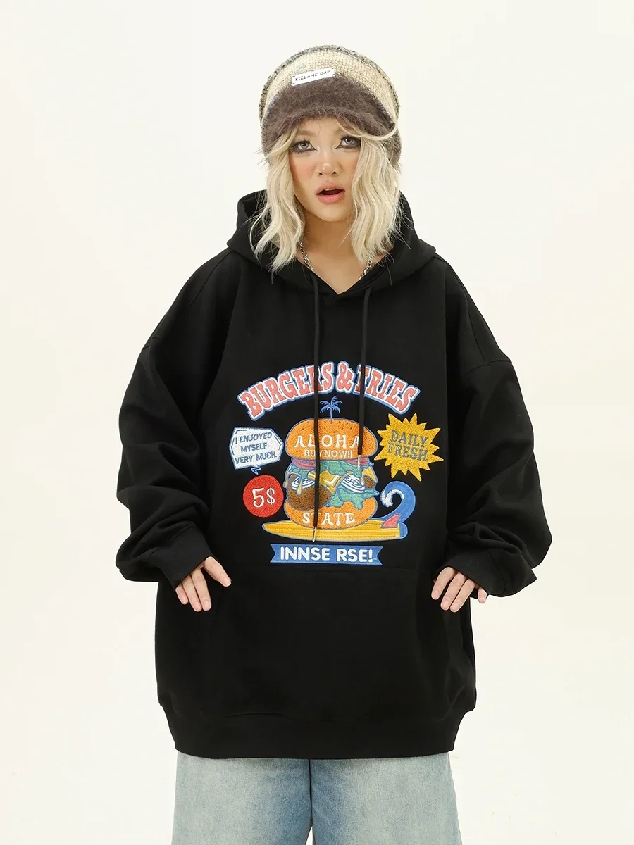 Женские толстовки с вышивкой в стиле Гамбурга осень 2024 Новый Свободный Топ