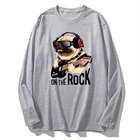 Футболка COOLMIND в стиле унисекс из 100% хлопка с длинным рукавом и принтом рок-мопса, Мужская хлопковая футболка с круглым вырезом, свободная футболка