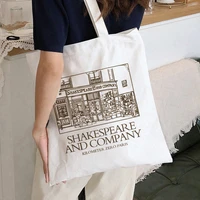 women canvas shoulder bag retro shakespeare print high capacity tote bag aesthetics shopping bags cotton handbags book bag girls