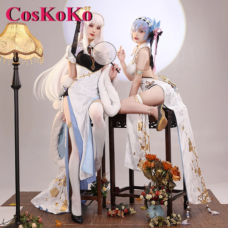 CosKoKo Emilia/Rem Косплей Аниме Re: Жизнь в другом мире от нуля Костюм Милый великолепный