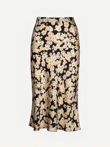 Юбка-карандаш Klacwaya женская с цветочным принтом, шелковая модная юбка с тонкой талией средней длины в стиле бохо, с высокой талией, 2020