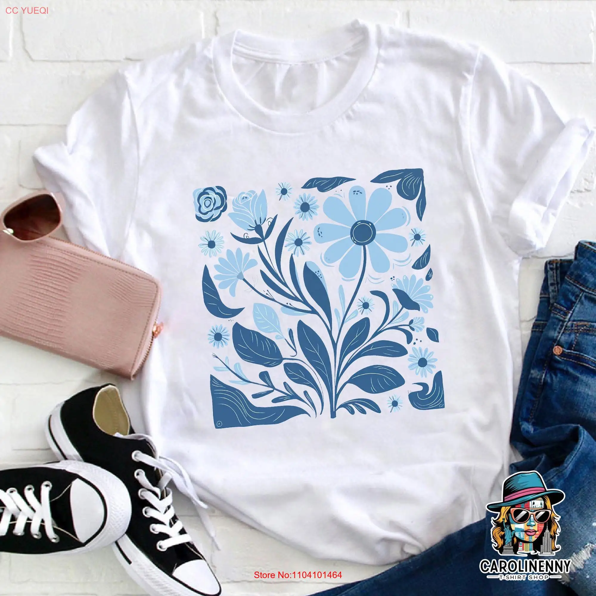 Женская Винтажная футболка с длинным или коротким рукавом цветочным принтом