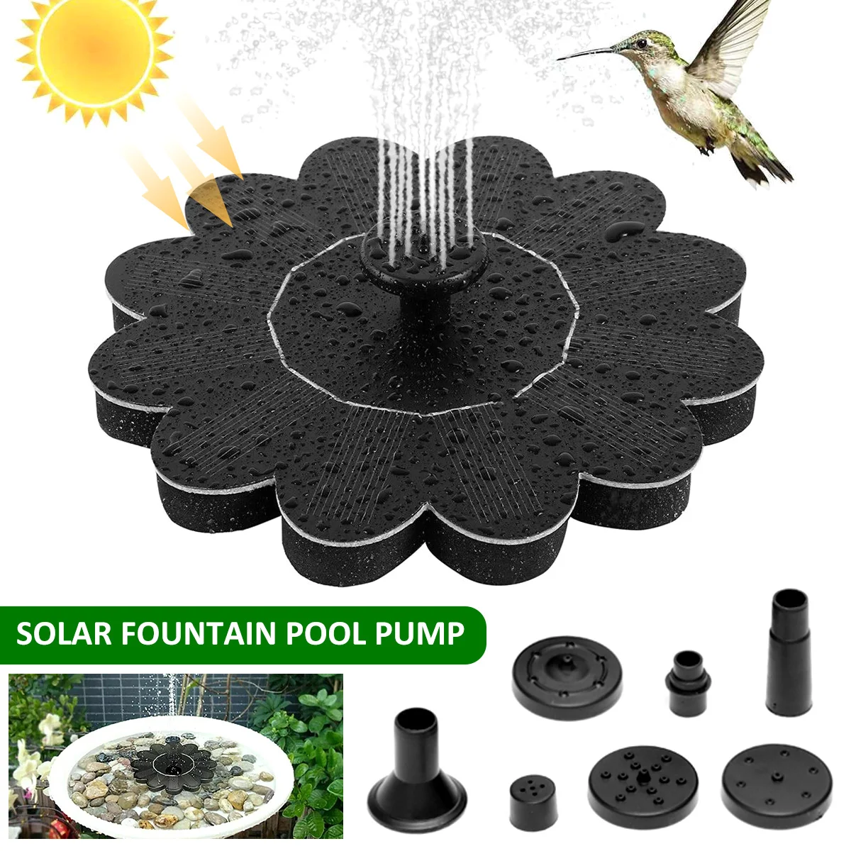 

Solar Fountain with 5 Nozzles Solar Water Pump Floating Fountain Garden Decoration Solar Fountain Garden Kit Landscape Fish Pool