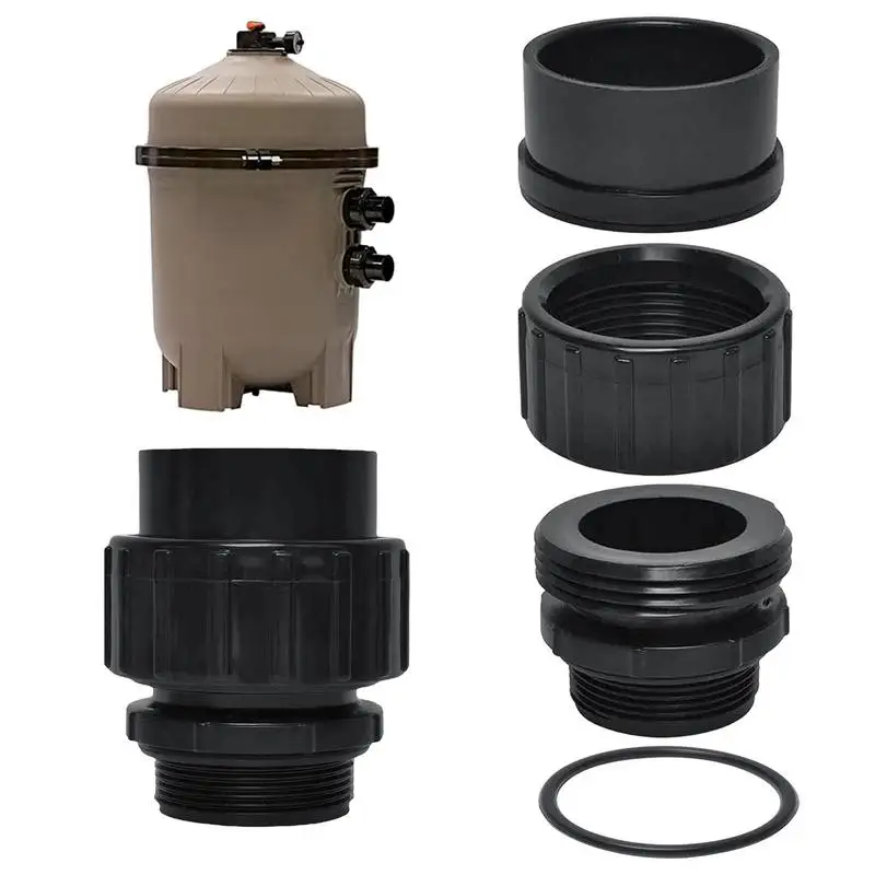 

2PCS Sturdy ABS Union Replacement Kit Reliable Black Swimming Pool Accessories Sealed Replacement Part For Water Pump Systems