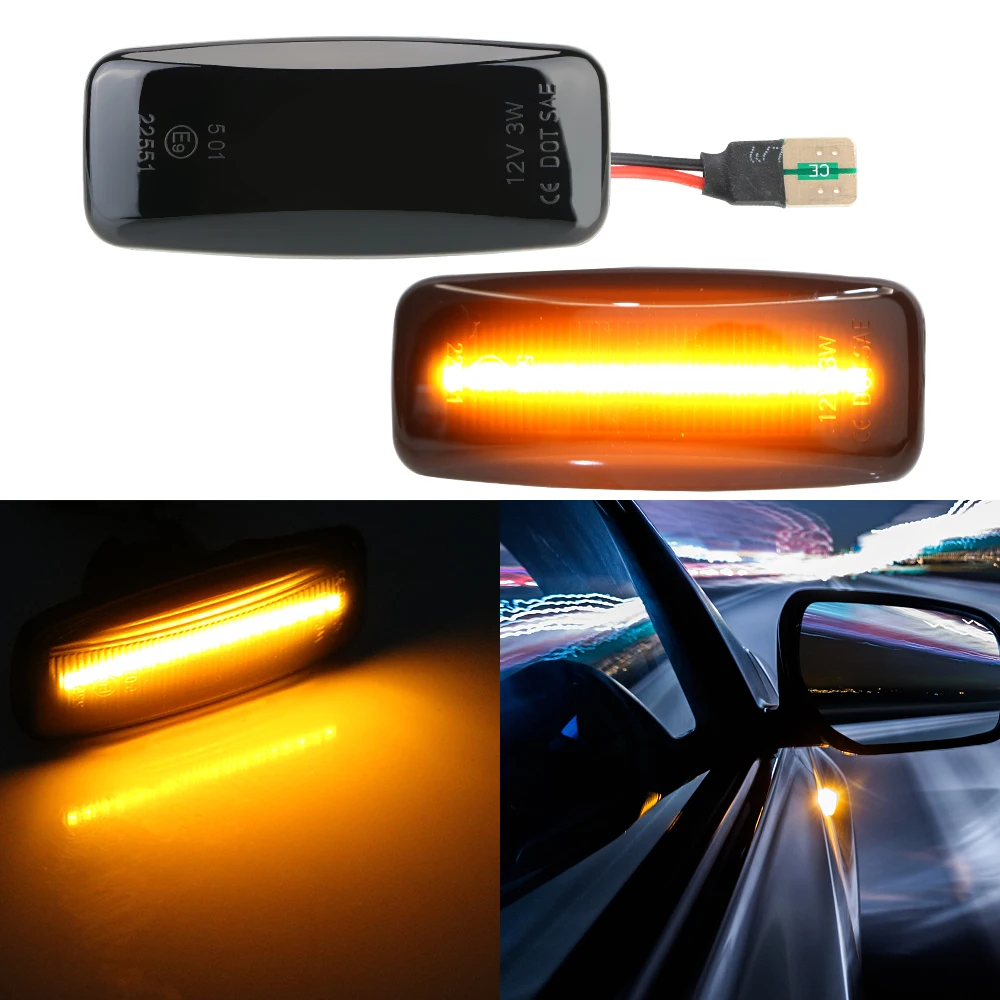 

LED Dynamic Side Marker 12V 3W Smoked Lens Amber 2PC/Set For Sylphy, Bluebird Sunny, Teana J31, Murano Turn Signal Light