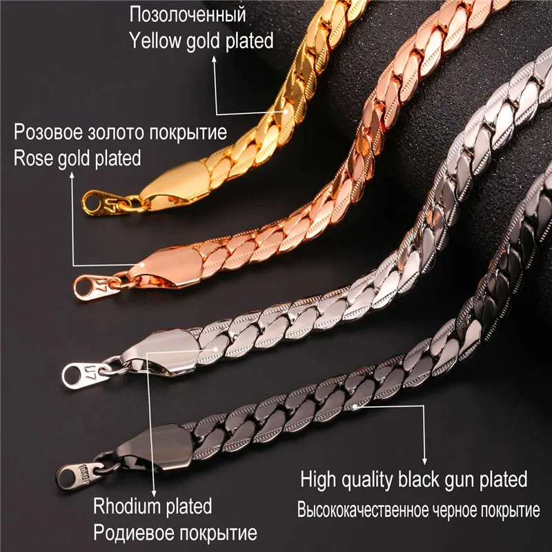Collare Trendy Snake Link Chain Jewelry Sets For Men Rose Gold/Black Gun/Gold Color Bracelet Necklace S113 | Украшения и
