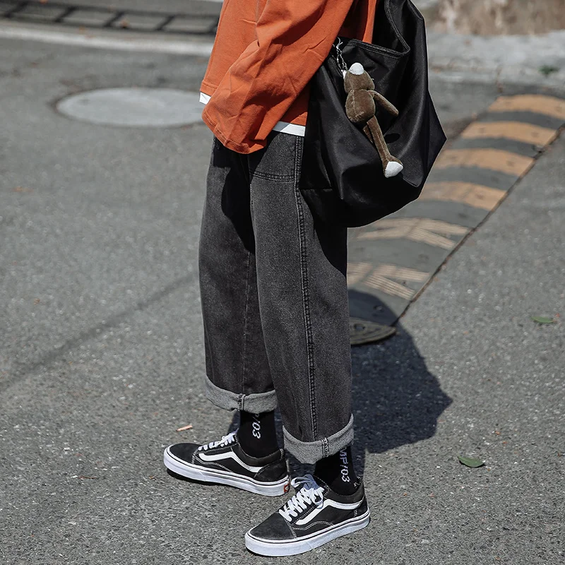 Autumn Baggy Black Jeans Men Fashion Casual Retro Straight Jeans Men Streetwear Hip Hop Loose Denim Pants Mens Trousers S-3XL