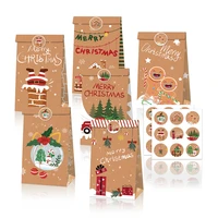 lb126 12pcs santa claus happy xmas merry christmas party candy packing kraft paper gift bags new year party favor box for pack