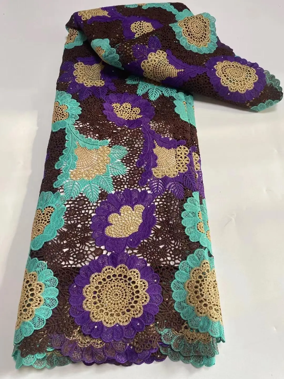 NI.AI синий 2022 высококачественный африканский гипюр с вышивкой кружевная ткань