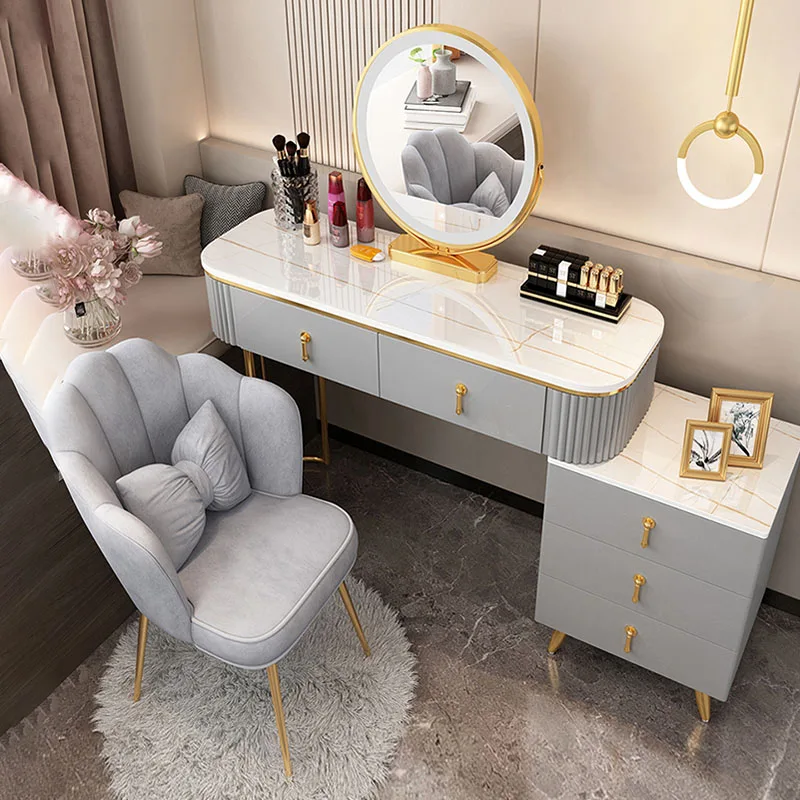 

Modern Set Vanity Makeup Table Mirror Storage Drawers White Desk Dressing Table Luxury Tocador Maquillaje Furniture GPF20XP