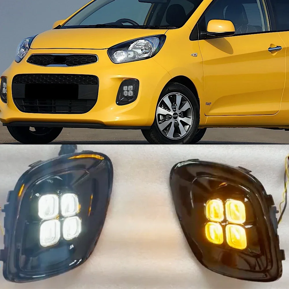 Новый! 2 шт. для Kia Picanto 2015 2016 светодиодные противотуманные фары DRL дневные ходовые