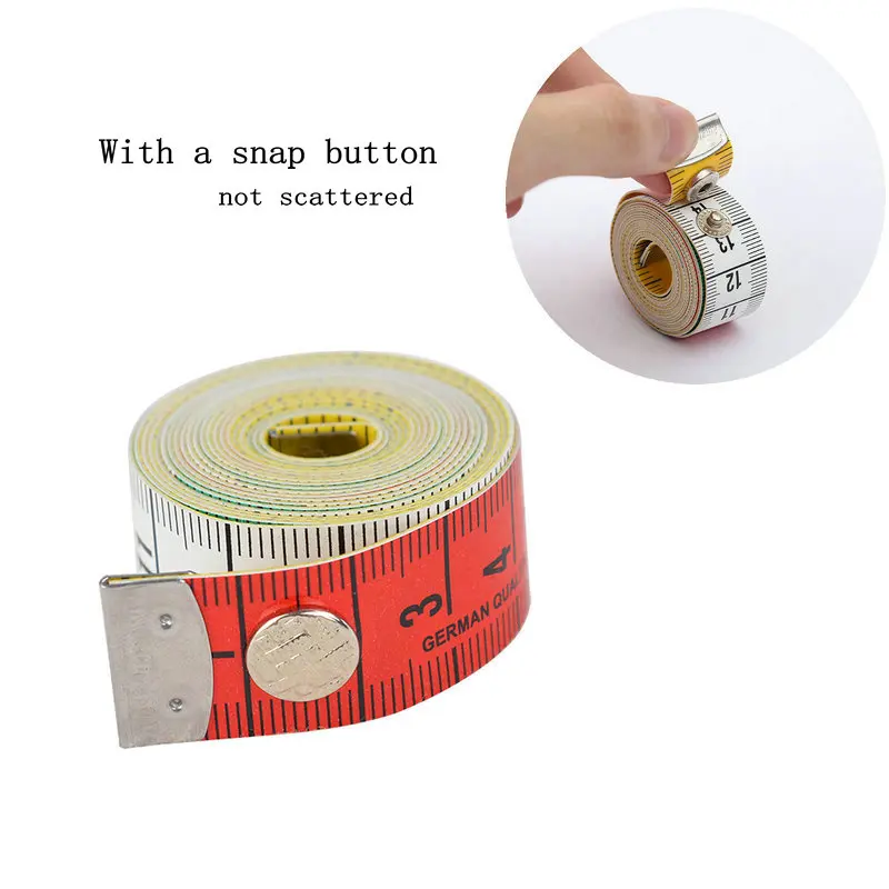 

150cm/60in Germany Quality Tailor's Tape Soft Tape Measure with Snap Fasteners Body Measuring Ruler Needlework DIY Sewing Tool