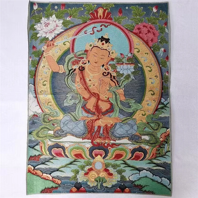 Картина с вышивкой Тханка картина ткани Манджусри Бодхисаттвы для украшения
