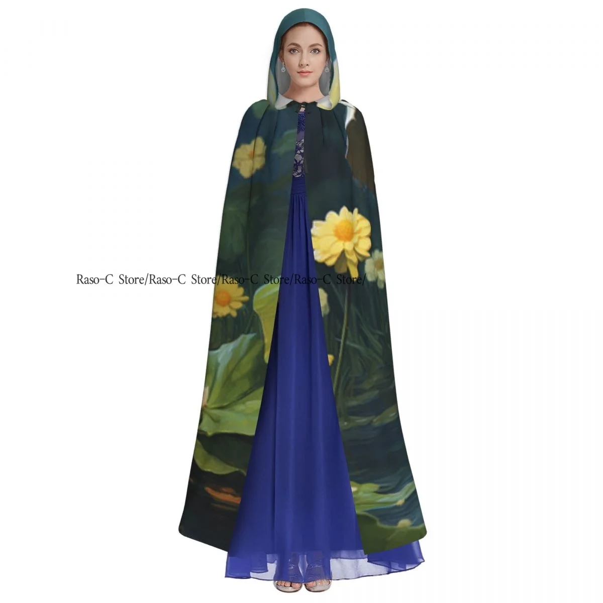 Женская накидка с капюшоном мультяшная Лягушка под дождем средневековый костюм