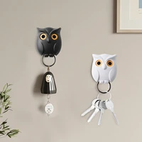owl key hook cute magnetic keyring holder hook automatic open close eyes keychain holders creative key hanger hooks for home