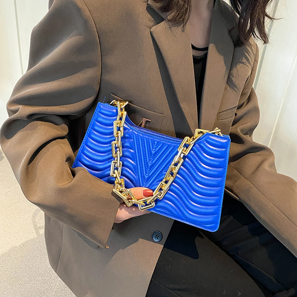 

Bags for Women Pleated PU Leather Messenger Crossbody Bag Lady Trend Exquisite Zipper Metal Chain Luxury Brand Designer Handbags