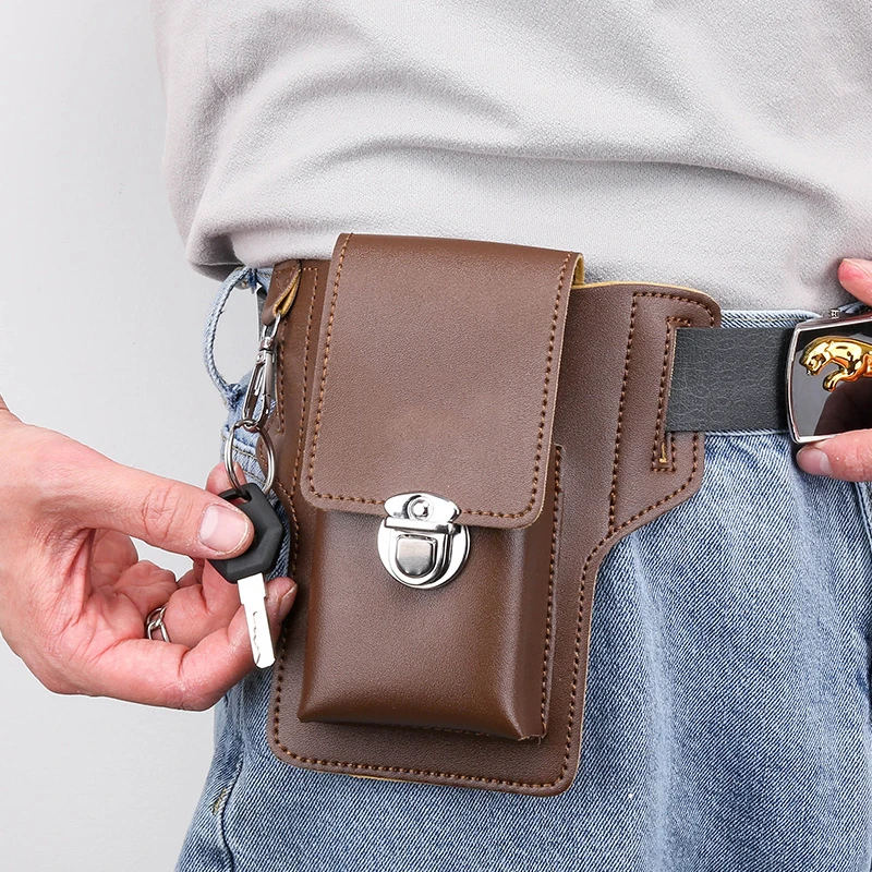 

Phone Holster Samsung Case Waist Mens Phone Loop Bag Vintage Pouch Huawei Belt Cellphone Wallet Leather General Bag Phone For