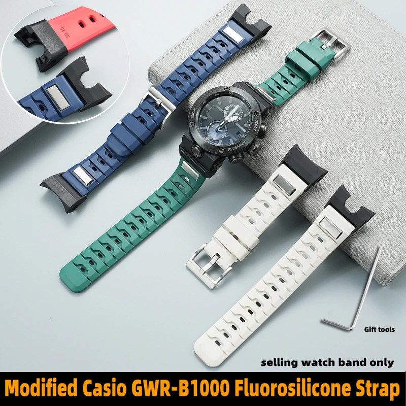 Фото Ремешок из фторкаучука GWR-B1000 для Casio Air Dominator GWR-B1000 GWR B100, модифицированный мужской спортивный водонепроницаемый мягкий силиконовый ремешок для часов №1