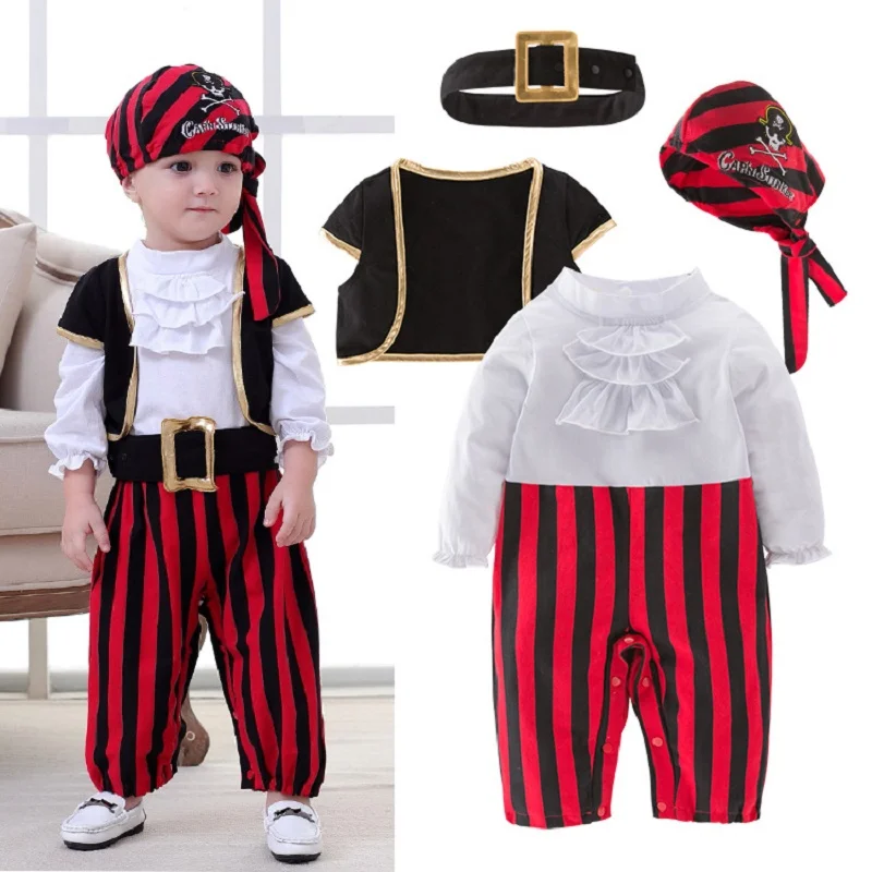 

Pirate Captain Cosplay Costume Baby Romper Boys Bodysuits Christmas Fancy Clothes Halloween Costumes Kids Children Jumpsuits