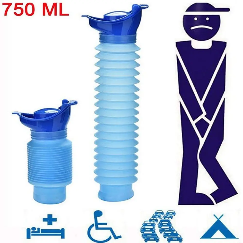 

1set Urinal Car Urinal Bucket Outdoor Standing Urine Emergency Travel Portable Reusable Shrinkable Camping Toilet Urine Leak